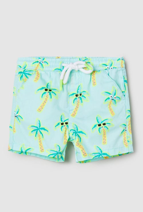 Boys Printed Drawstring Waist Shorts