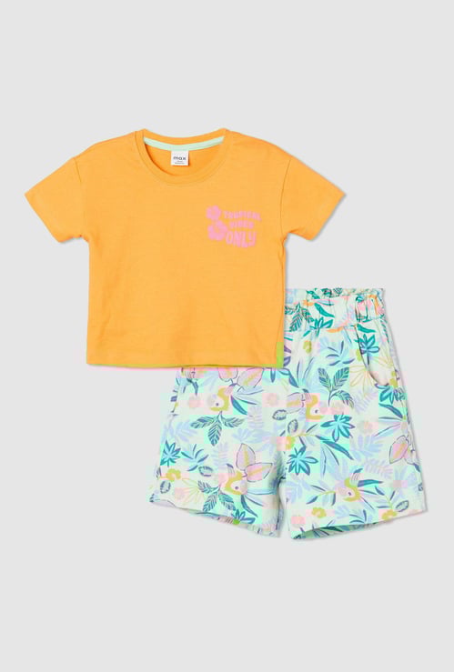 Girls Printed Shorts Set
