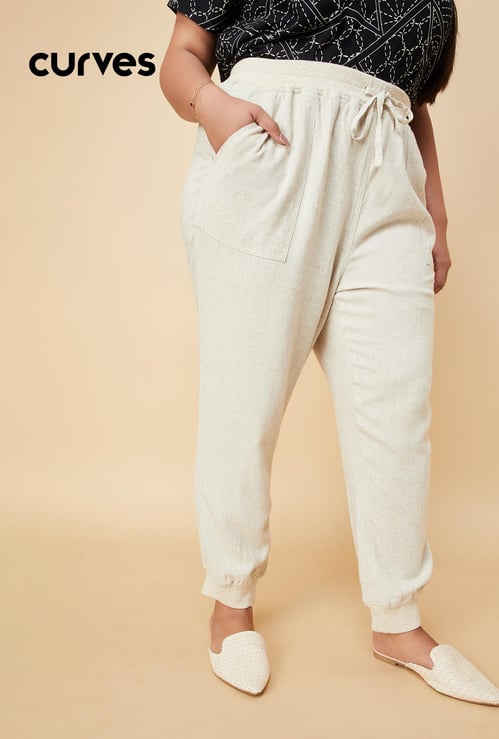 Women Solid Woven Joggers