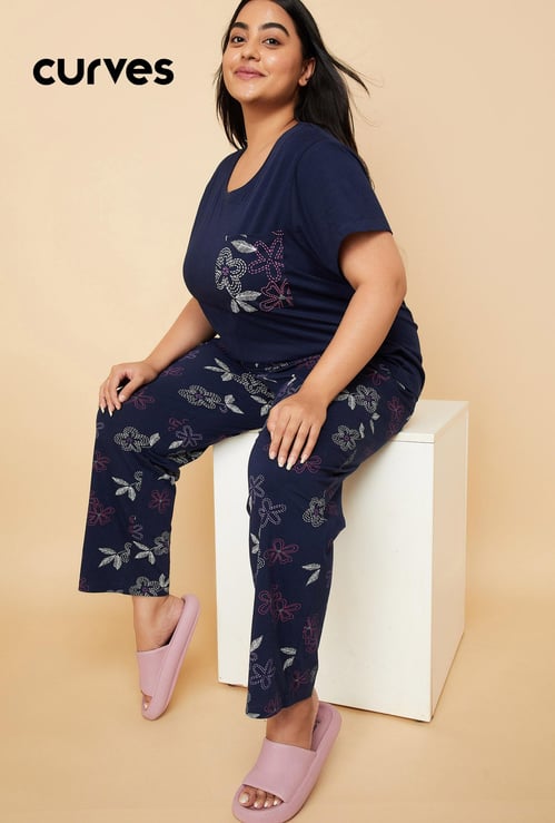 Women Floral Printed PJ Set