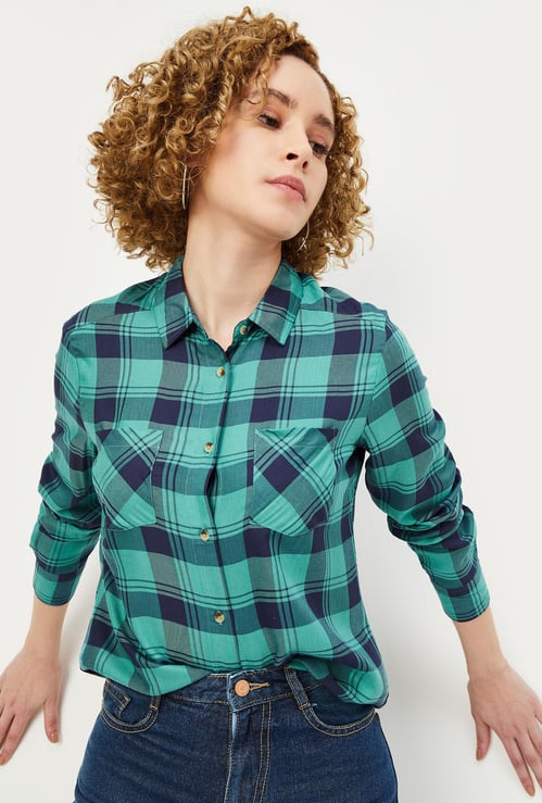 Women Checked Yarn Dyed Shirt