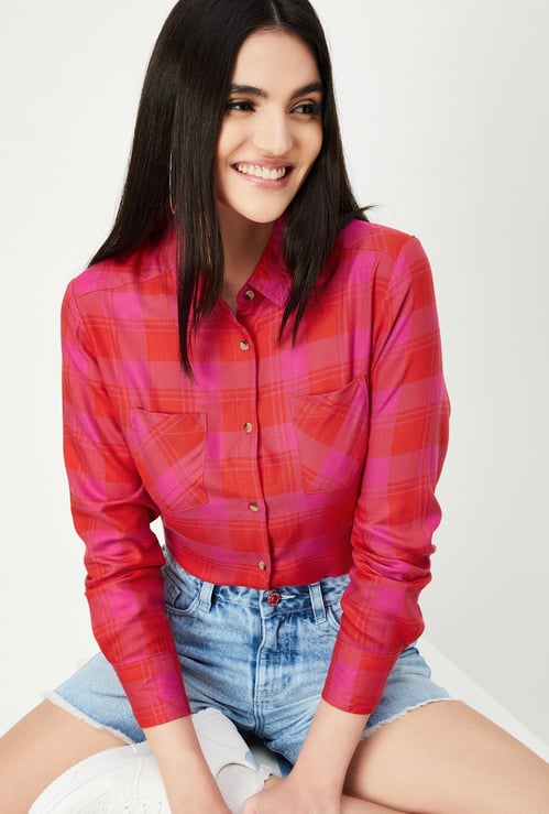 Women Checked Yarn Dyed Shirt