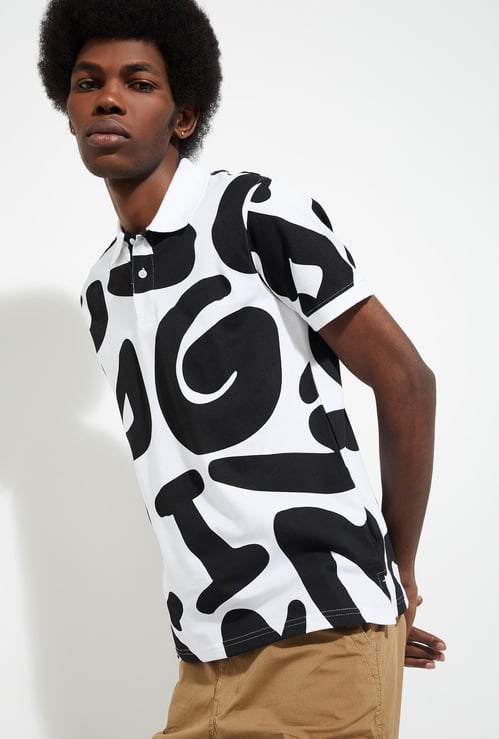 URB_N Men Slim Fit Printed Polo T-shirt