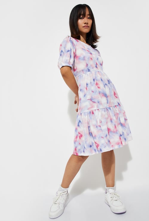 URB_N Women Printed Tiered Dress