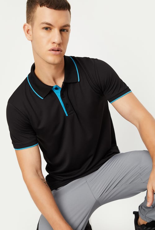 Men Slim Fit Solid Active Polo T-shirt