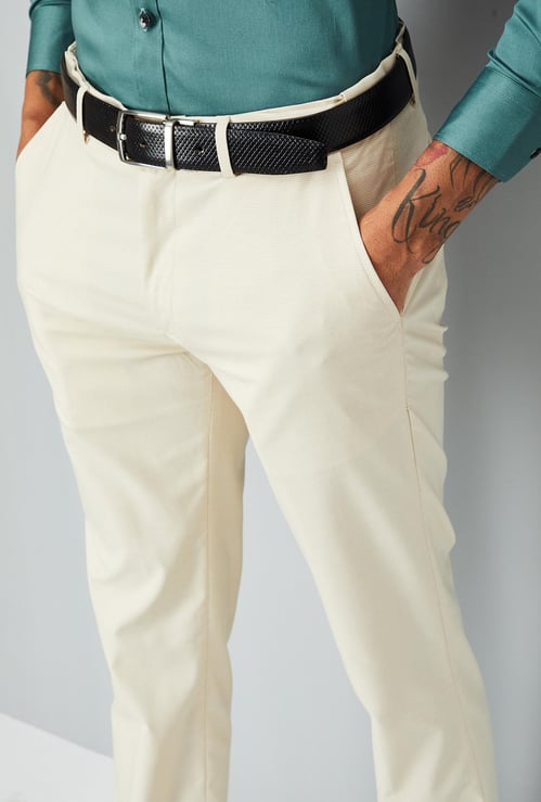 Men Solid Ultra Slim Fit Formal Trousers