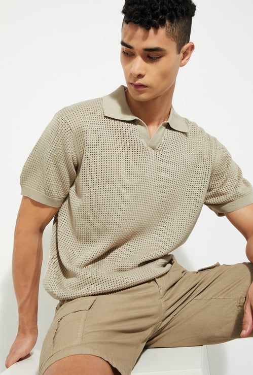 URB_N Men Knit Oversized Polo T-shirt