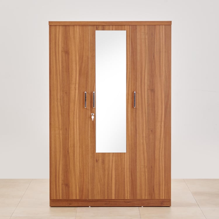 Quadro Promo 3-Door Wardrobe with Mirror - Brown