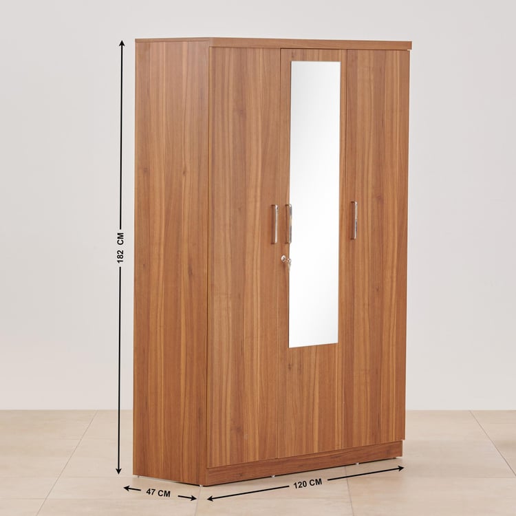 Quadro Promo 3-Door Wardrobe with Mirror - Brown