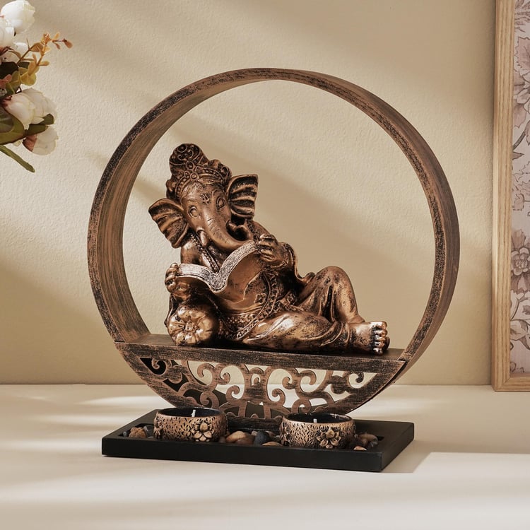 Renaissance Polyresin Ganesha Figurine with T-Light Holder