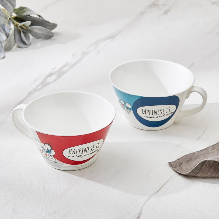 Melina Set of 2 Bone China Printed Soup Bowl - 350ml