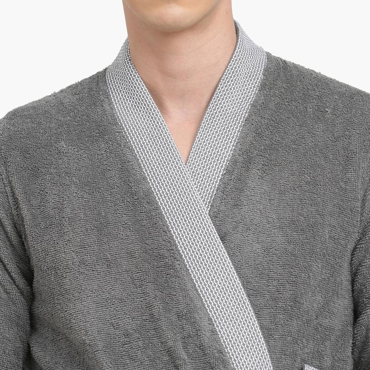 Spaces Medium Size Hygro Grey Textured Cotton Adult Bathrobe