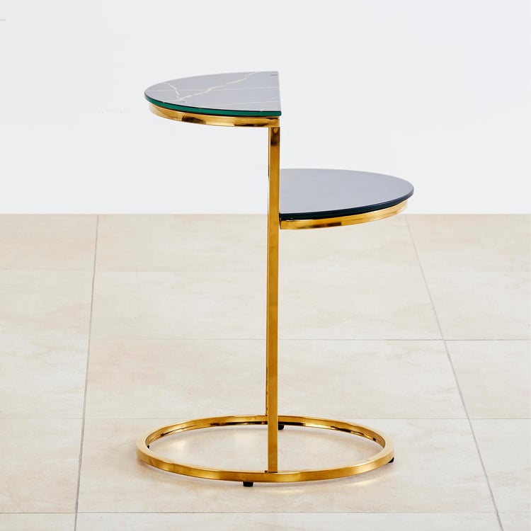 Monarch Tempered Glass End Table - Black and Gold