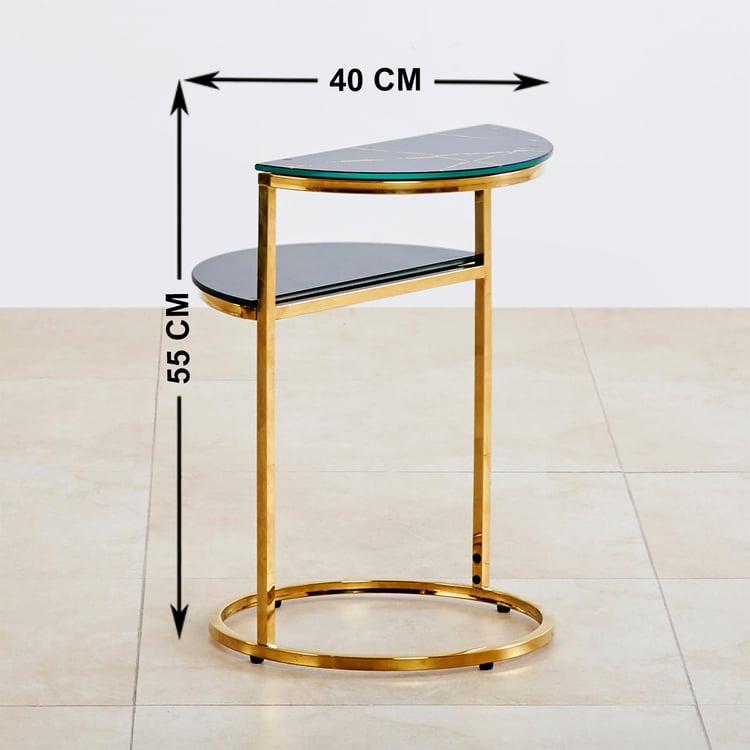 Monarch Tempered Glass End Table - Black and Gold