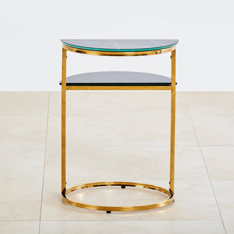 Monarch Tempered Glass End Table - Black and Gold