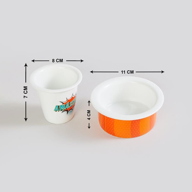 Raisa Comic Orange Printed Bone China Filter Coffee Set - 4Pcs