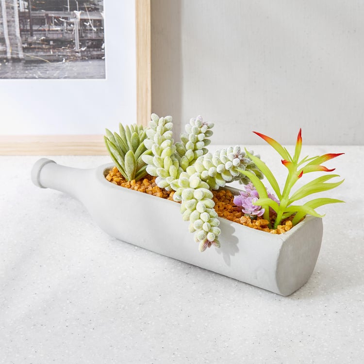 Gloria Artificial Succulent in Bottle Planter