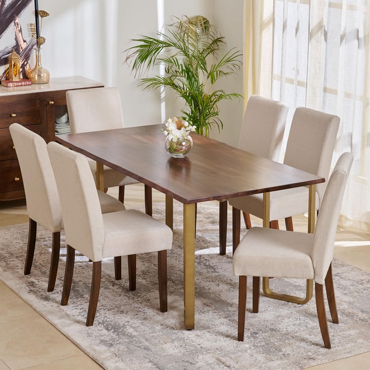 Nirvana Indus Set of 2 Fabric Dining Chairs - Beige and Brown