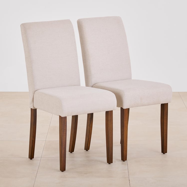 Nirvana Indus Set of 2 Fabric Dining Chairs - Beige and Brown