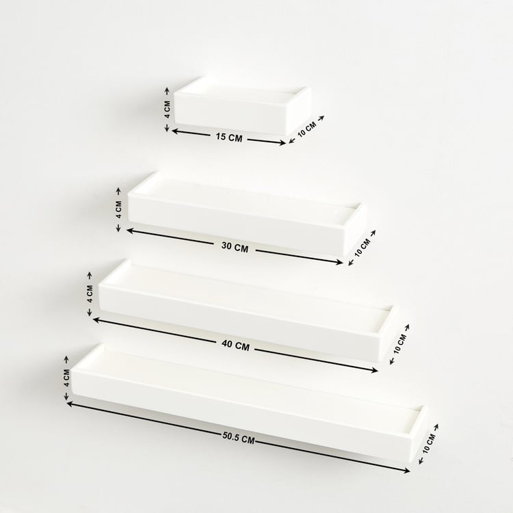 Sloan Set of 4 Stacked Wall Shelves - White