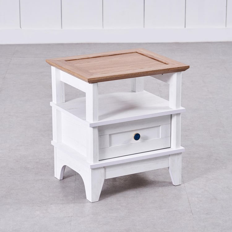 Santorini Bedside Table with Drawer - White