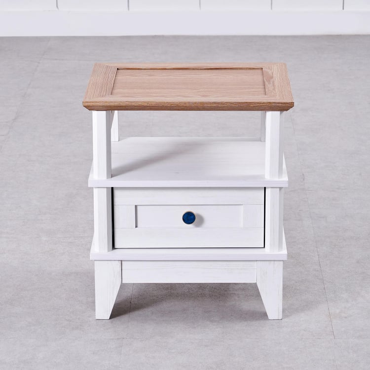 Santorini Bedside Table with Drawer - White