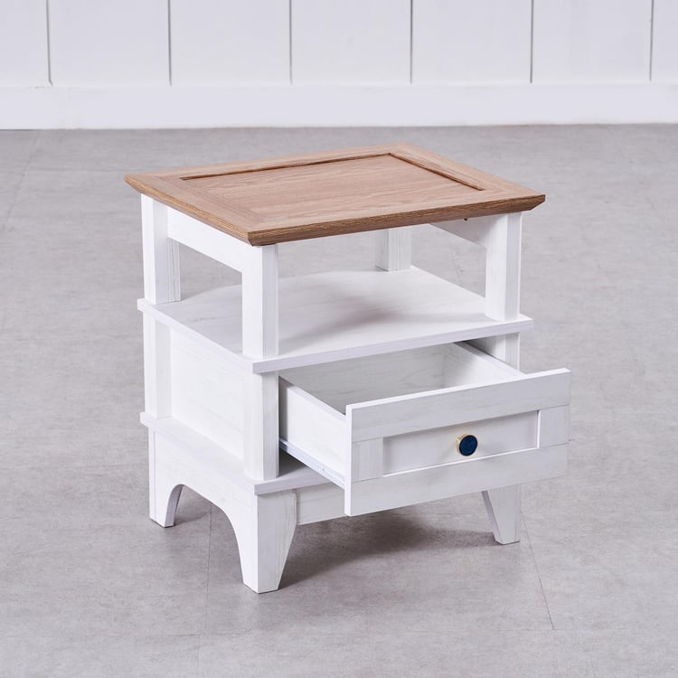 Santorini Bedside Table with Drawer - White