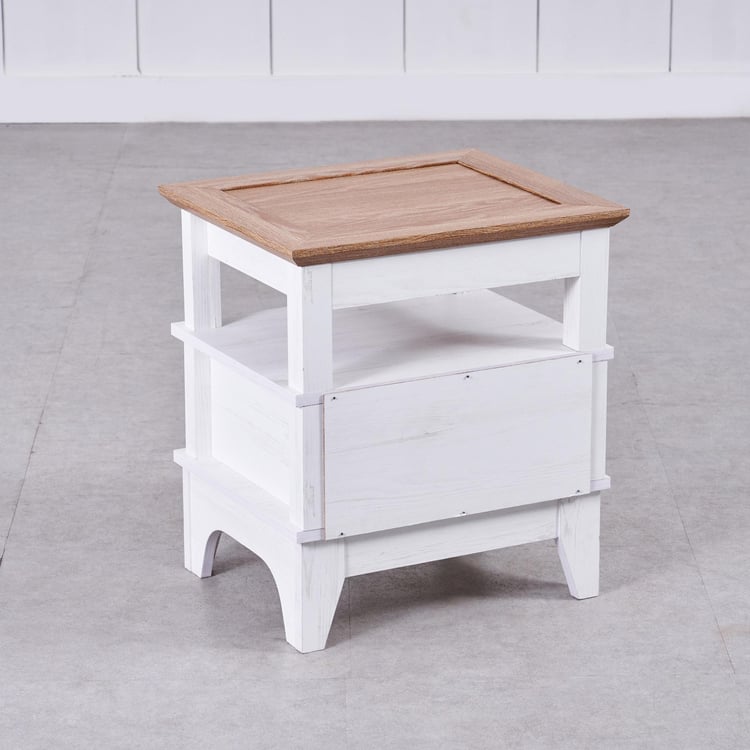 Santorini Bedside Table with Drawer - White