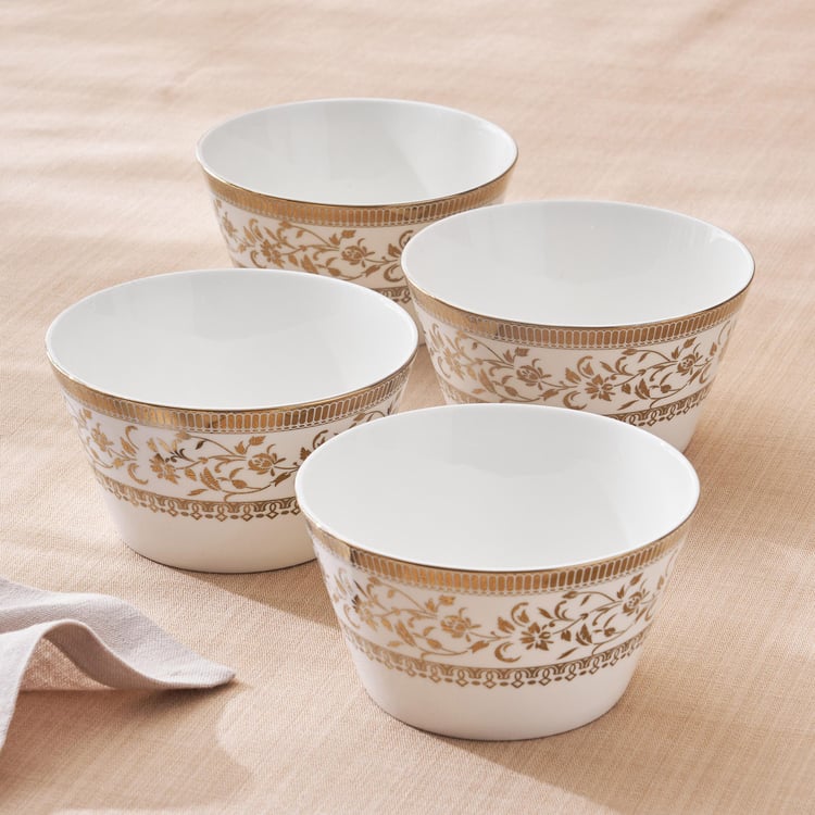 Midas Set of 4 Bone China Printed Serving Bowls - 470 ml