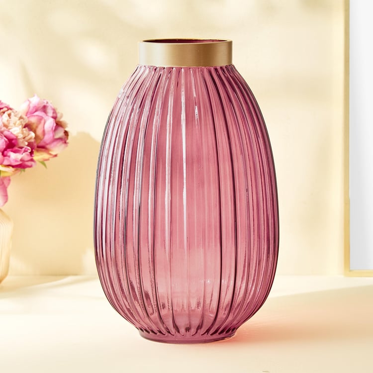 Brian Adora Glass Ribbed Vase