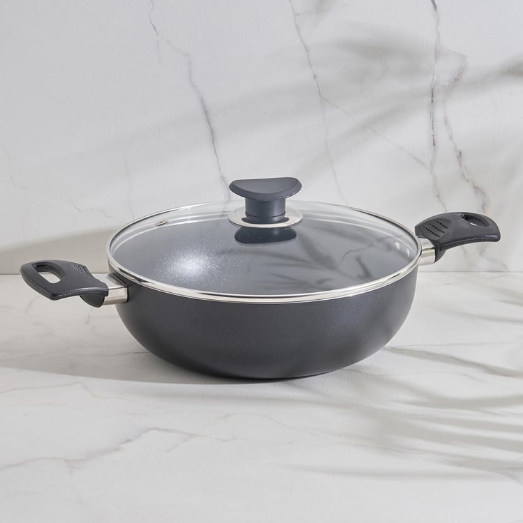 Fiona Sebron Aluminium Non-Stick Kadhai with Lid - 24cm