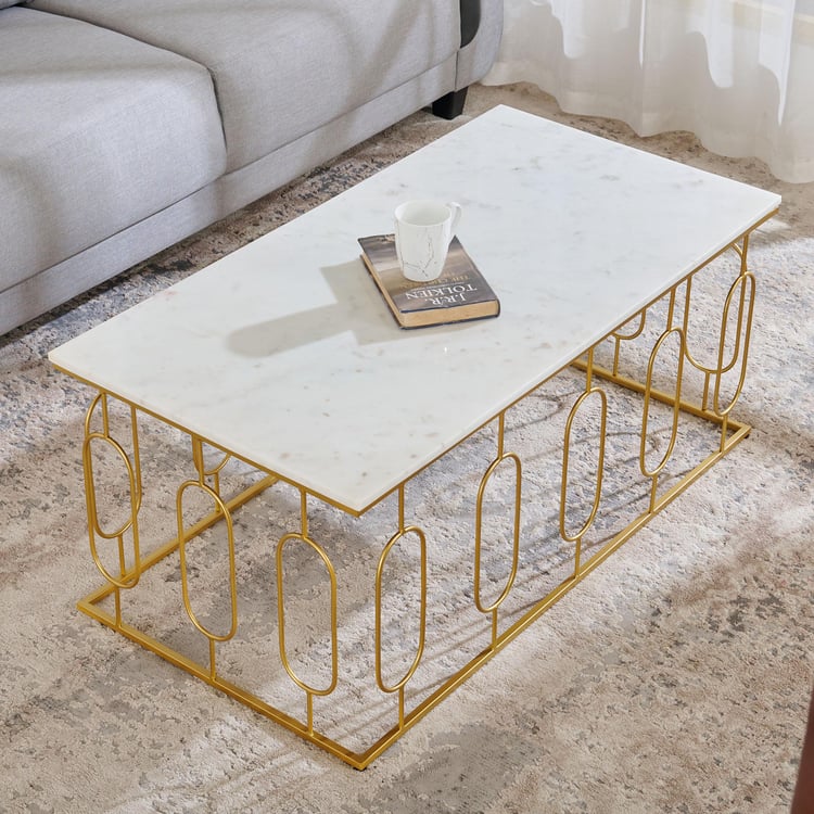 Hubert Marble Top Coffee Table - Gold