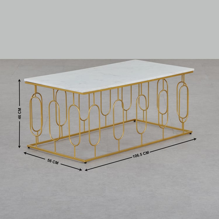 Hubert Marble Top Coffee Table - Gold