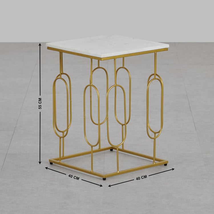 Hubert Marble Top End Table - Gold