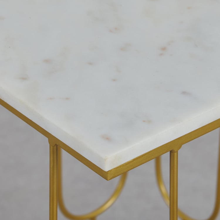 Hubert Marble Top End Table - Gold