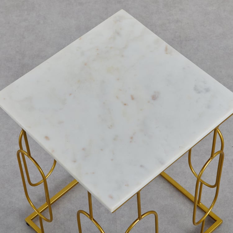 Hubert Marble Top End Table - Gold