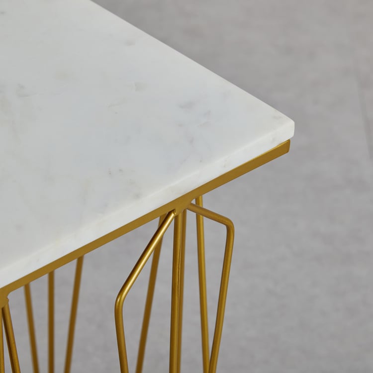 Helios Parker Marble Top End Table - Gold and White