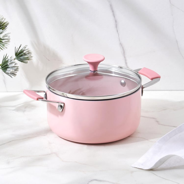 Colour Refresh Aluminium Non-Stick Mini Casserole with Glass Lid - 1.1L
