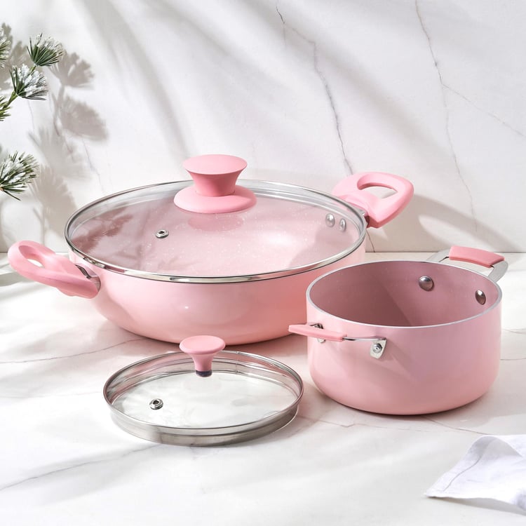 Colour Refresh Aluminium Non-Stick Mini Casserole with Glass Lid - 1.1L