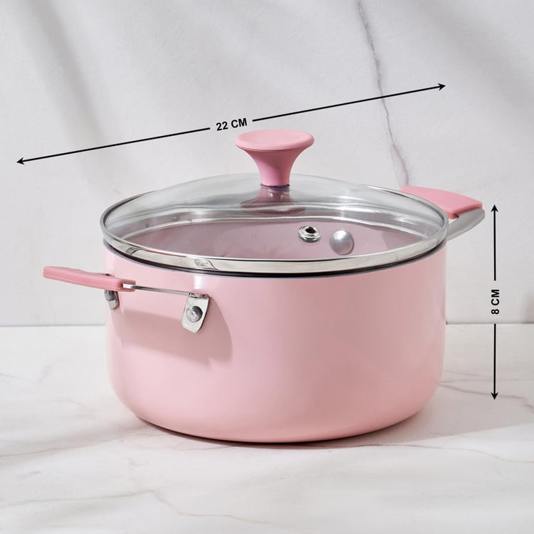 Colour Refresh Aluminium Non-Stick Mini Casserole with Glass Lid - 1.1L