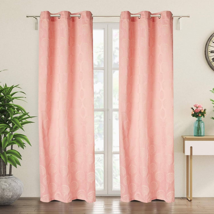 Jade Emily Set of 2 Jacquard Light Filtering Door Curtains - 7ft