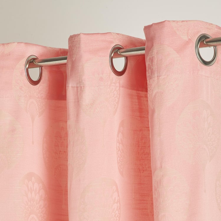 Jade Emily Set of 2 Jacquard Light Filtering Door Curtains - 7ft
