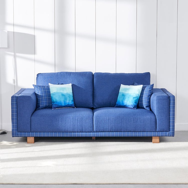 Santorini Fabric 3-Seater Sofa with Cushions - Blue