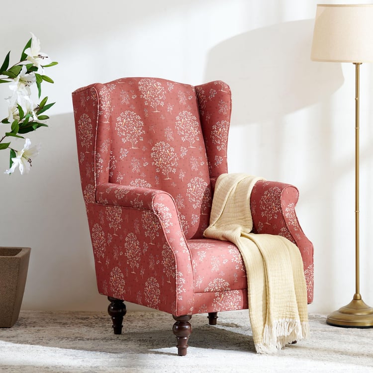 Tulip Fabric Wing Chair - Brown