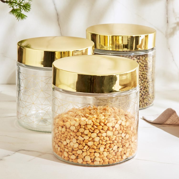 Travis Devon Set of 3 Glass Canisters with Lid - 850ml