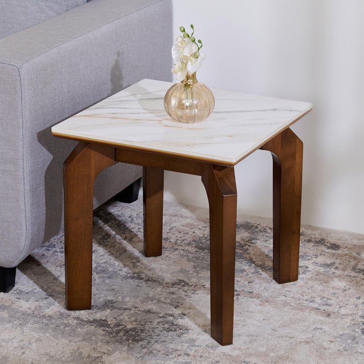 Falcon Ceramic Top End Table - Brown