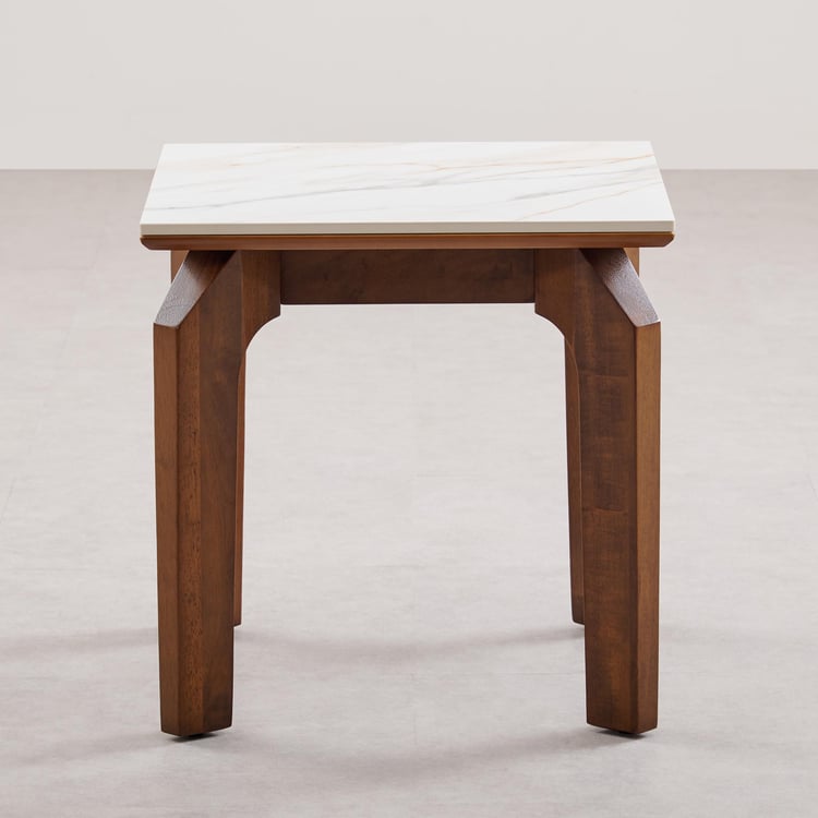 Falcon Ceramic Top End Table - Brown