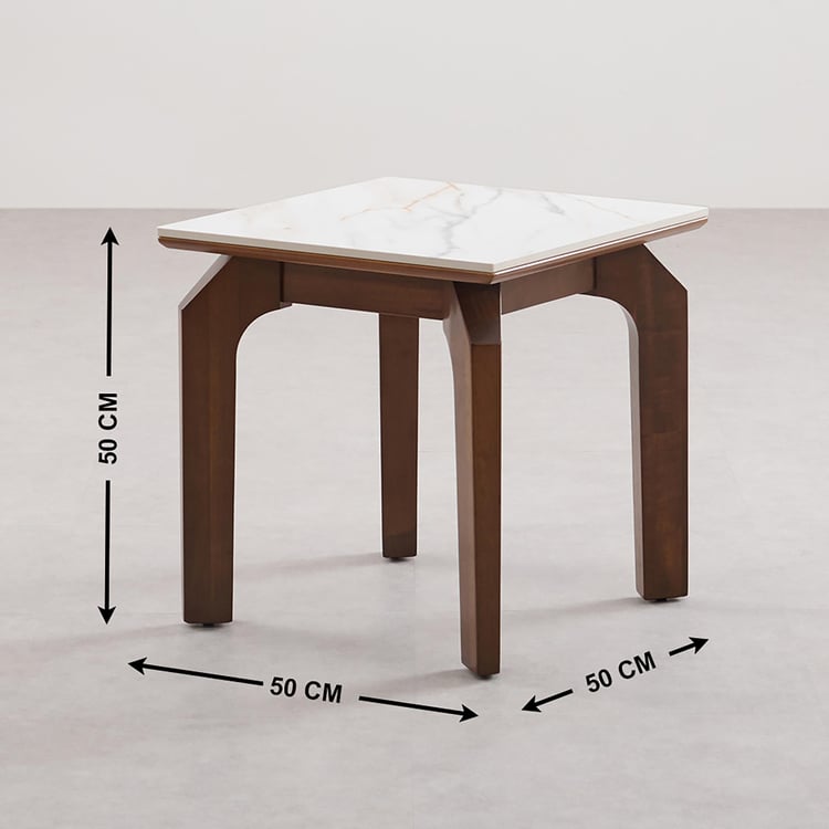 Falcon Ceramic Top End Table - Brown