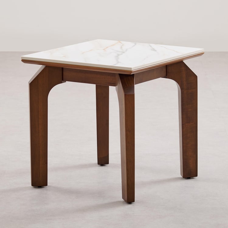 Falcon Ceramic Top End Table - Brown