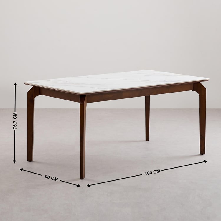 Falcon Ceramic Top 6-Seater Dining Table - White